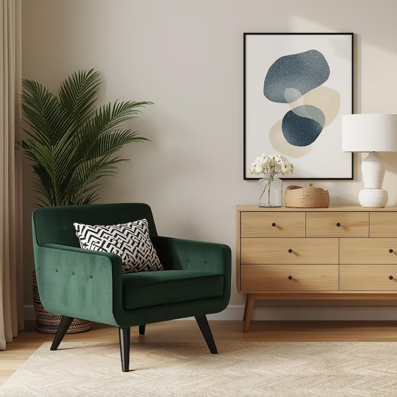 Modern Velvet Accent Single Seater Chair