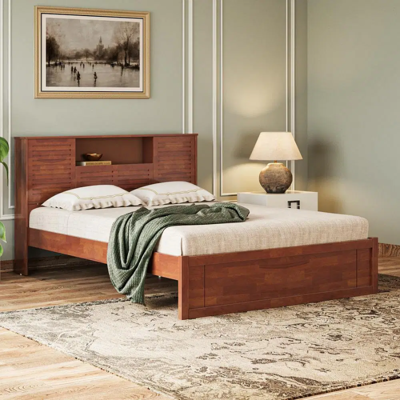 Classic Wooden Storage Double Bed