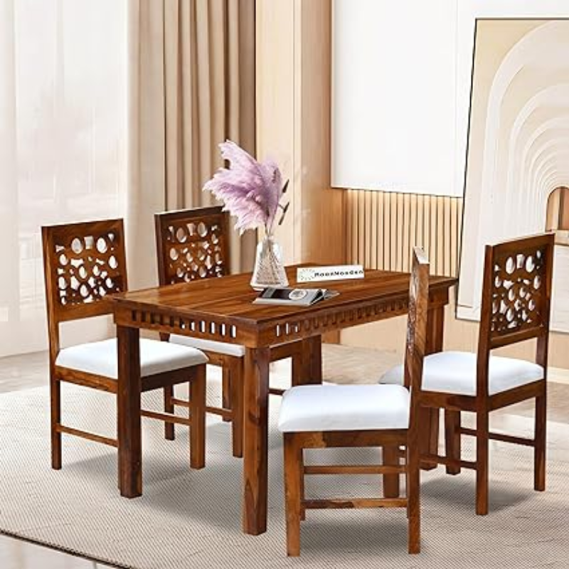 Wooden Four Seater Dining Table Set